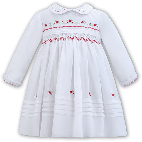 Sarah Louise Baby Girls White Hand-Smocked Dress