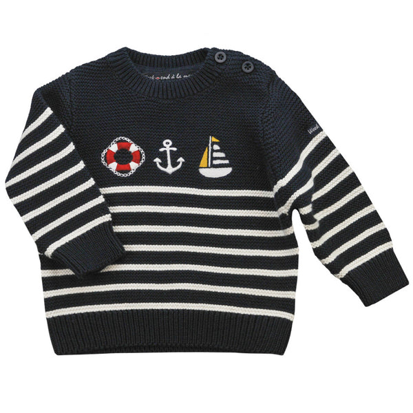 Weekend à la Mer Boys Navy Knitted Sweater 