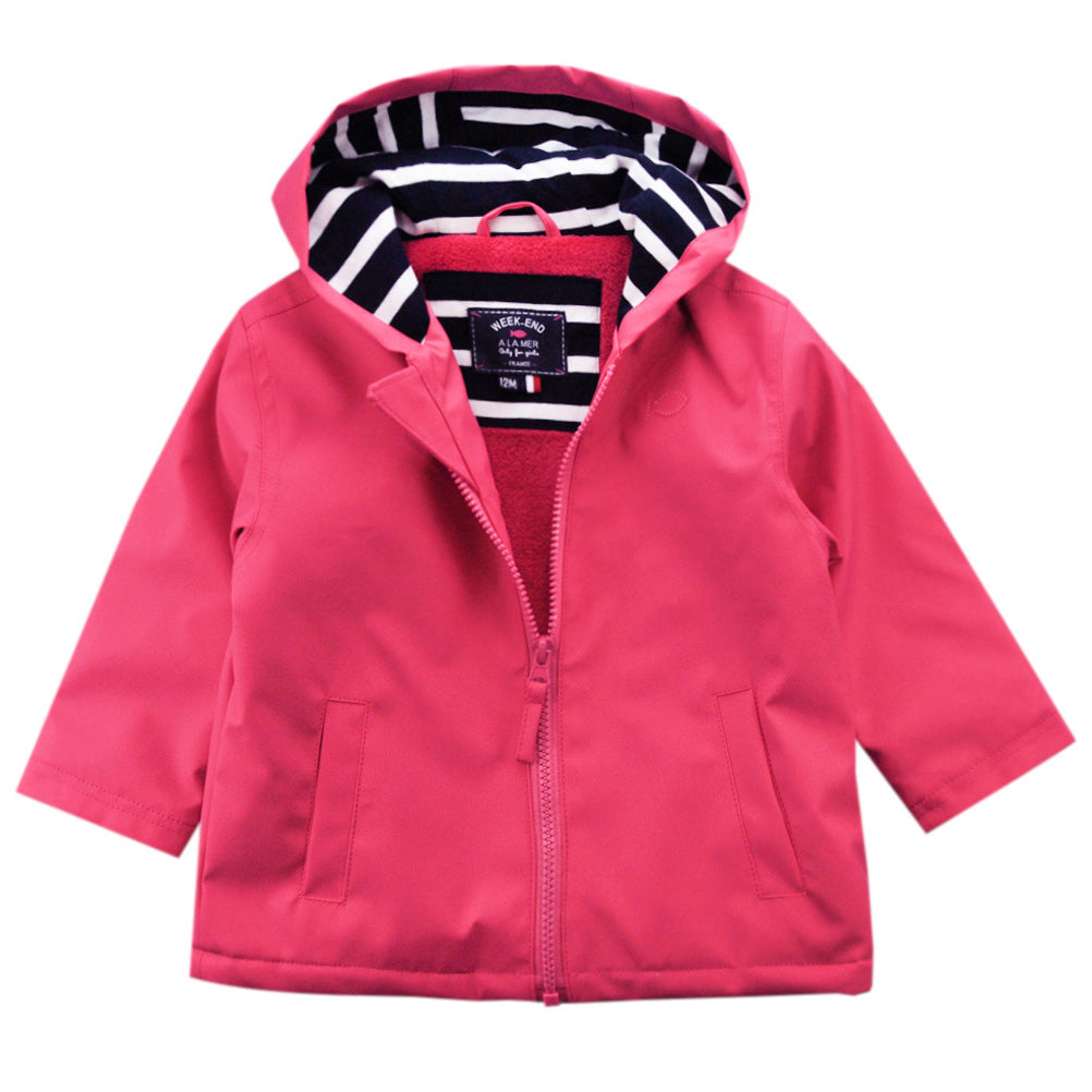 Weekend à la Mer Pink Fleece Lined Raincoat